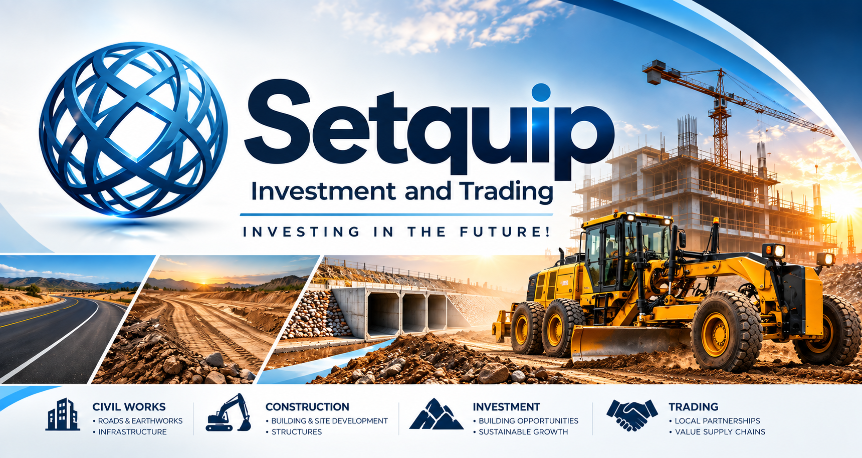 Setquip Investment and Trading — Investing in the Future. Construction, roads, earthworks and infrastructure.